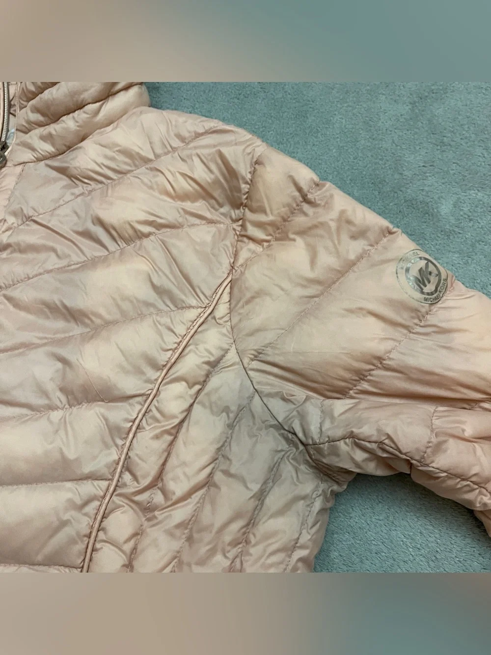 Michael Kors Women’s Hooded Packable Quilted Down Puffer Jacket Coat Pink Sz XL